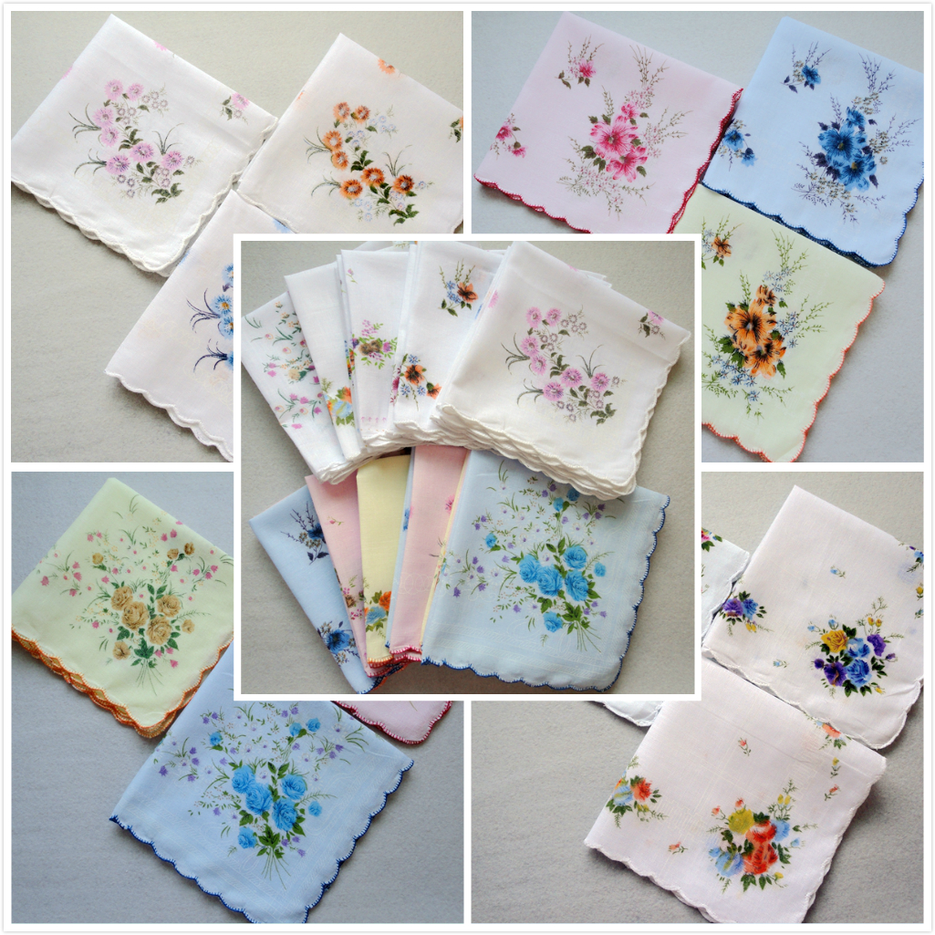 复古月牙边女士起幼儿园手帕