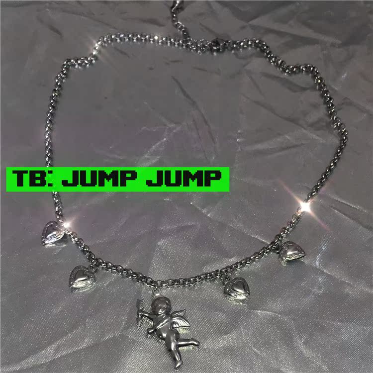 jump jump 包邮爱心丘比特可爱象蹦迪时髦女孩复古choker项链
