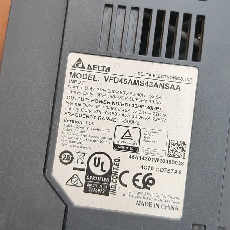 台达变频器VFD45AMS43ANSAA，二手拆机，成色如图--议价商品