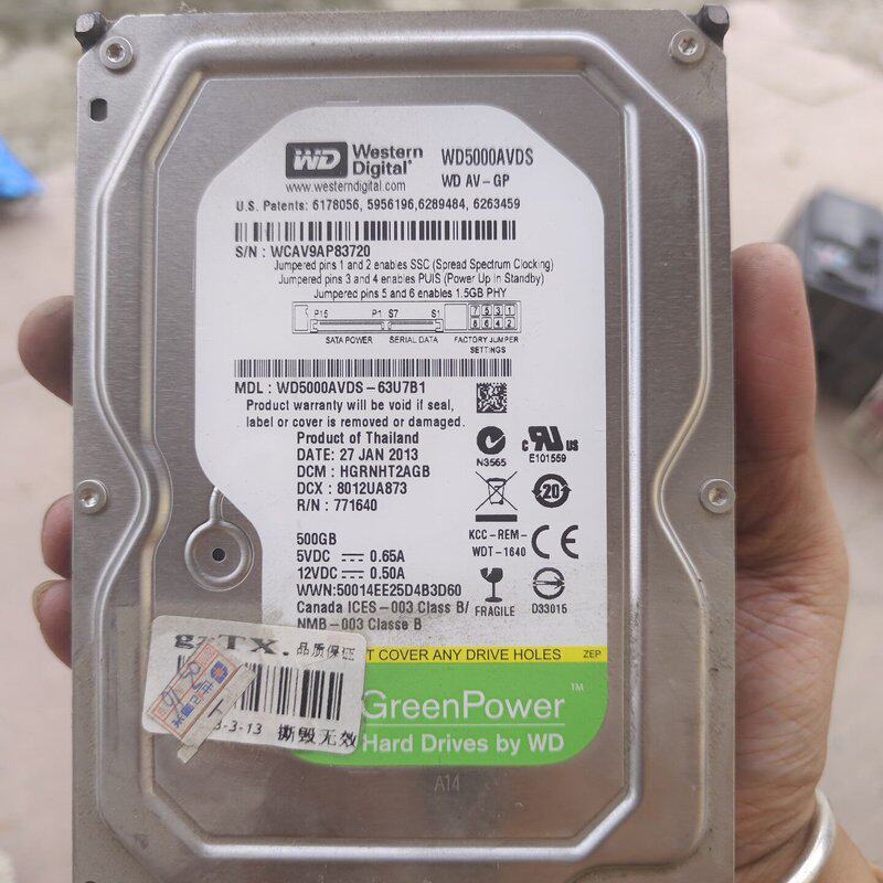 出一块西数500G绿盘机械硬盘,型号WD5000AVDS,3--议价商品