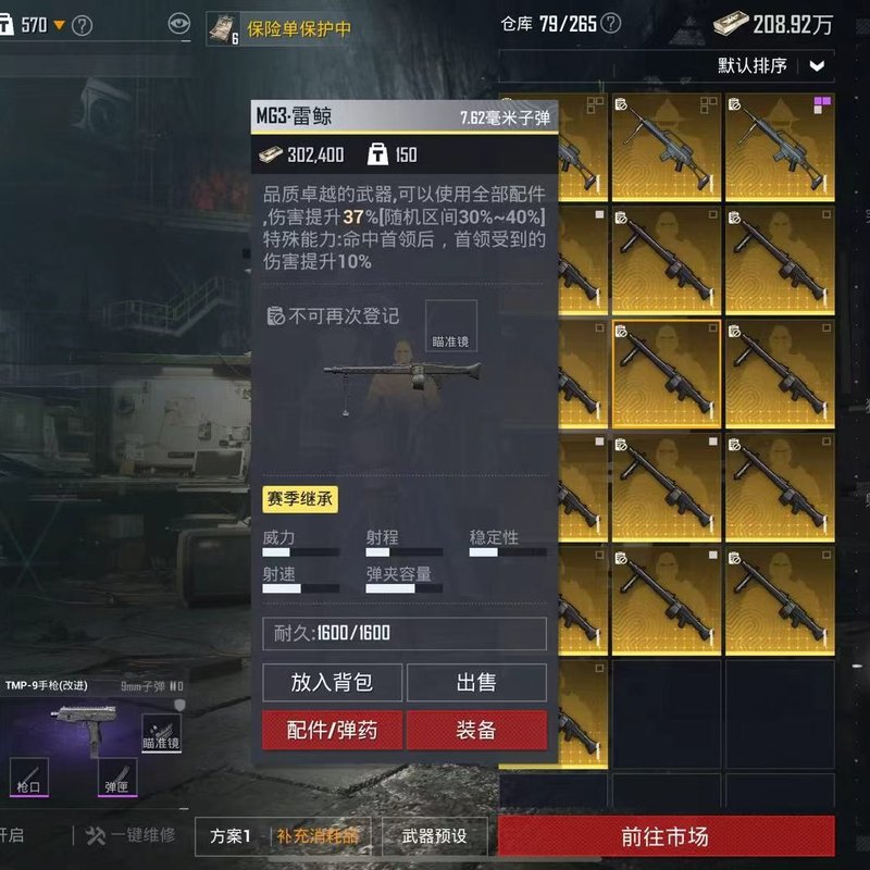MG3-雷鲸 7.62子弹 虚拟装备 可全配 伤害+37%--议价商品
