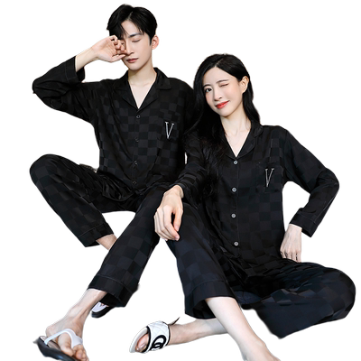 乐姿梦情侣冰丝薄款睡衣