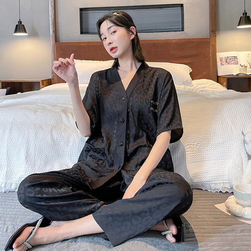 乐姿梦女士冰丝绸短袖睡衣