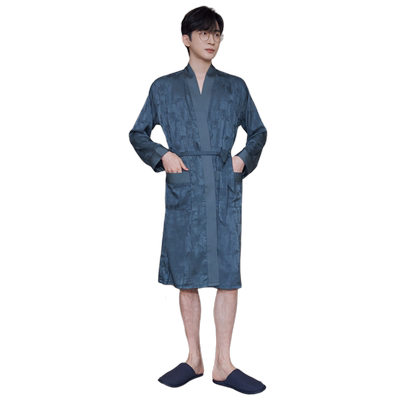 乐姿梦冰丝绸男士睡袍家居服