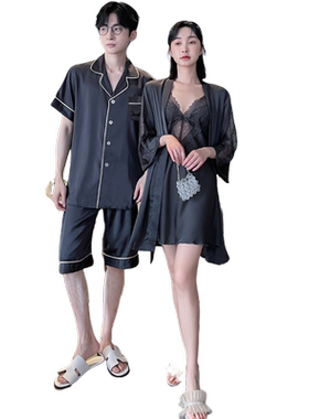 夏季高级感情侣冰丝绸家居服睡衣