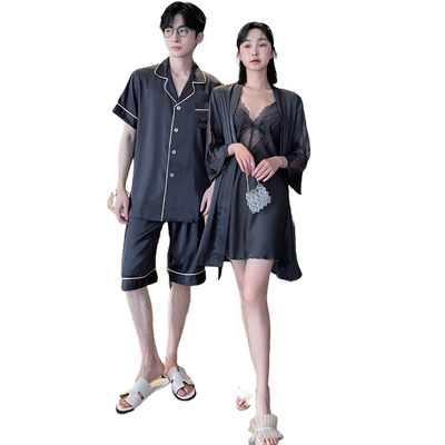 夏季高级感情侣冰丝绸家居服睡衣