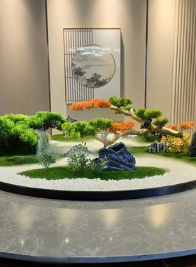 餐桌中间摆花桌摆电动转盘花摆花装饰品高端饭店餐厅微缩景观摆台