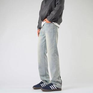 实体潮牌黑色微喇牛仔裤男款秋冬季欧美高街vibe风裤子潮牌直筒裤