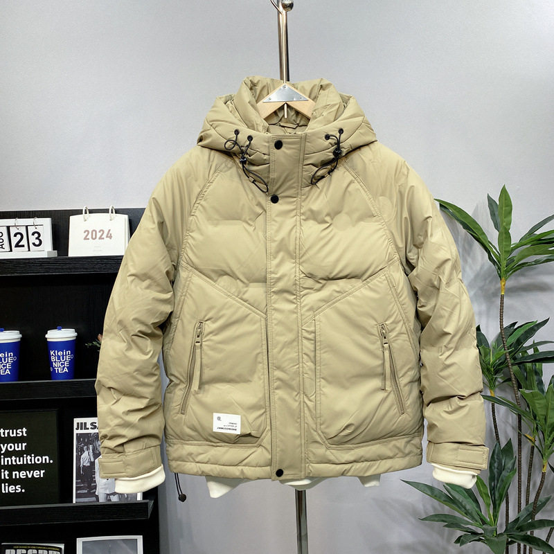 羽绒服男士冬季2025新款潮流高端宽松短款连帽休闲白鸭绒保暖