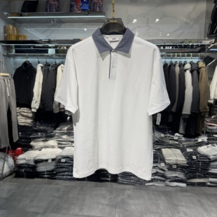宽松弹力拼接简约高级感翻领短袖 实体夏季 POlO衫 男士 T恤青年 新款