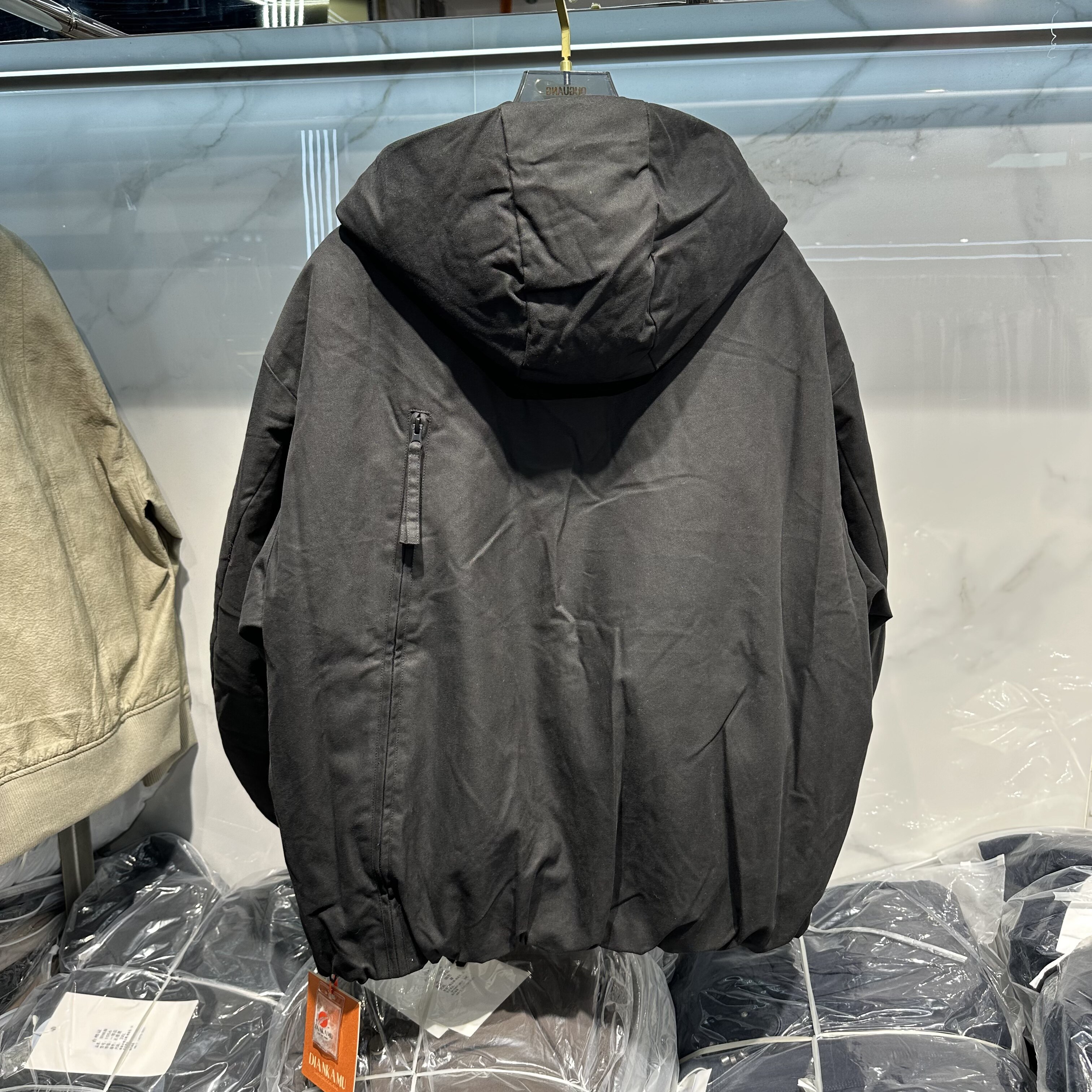 实体拍摄冬季立体裁剪拉链拼接连帽羽绒服男厚款防寒大码男装外套