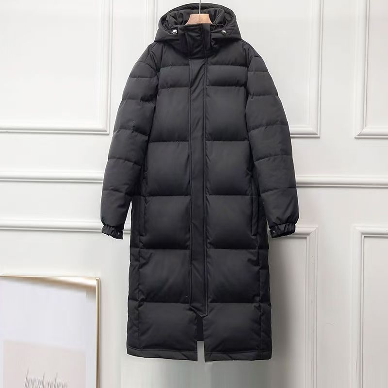 2025冬新款加厚黑色中长款羽绒棉服男女超长款过膝脚踝棉衣
