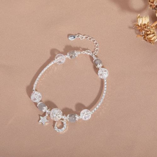 巴度简约水晶手链女白爆花月光石星星月亮情侣礼物手饰手串批发