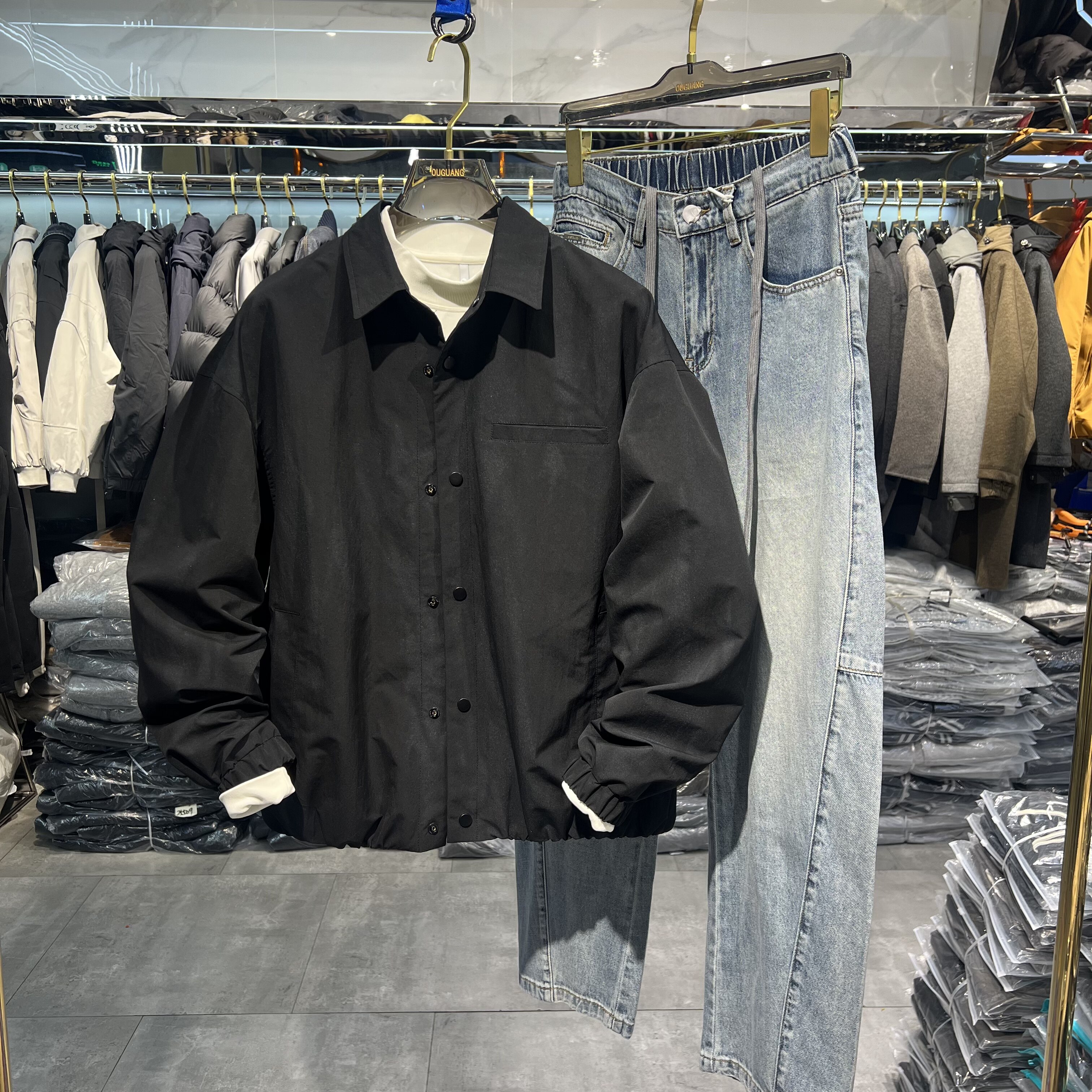 实体直播春季男高级感复古翻领工装外套美式户外宽松痞帅通勤夹克