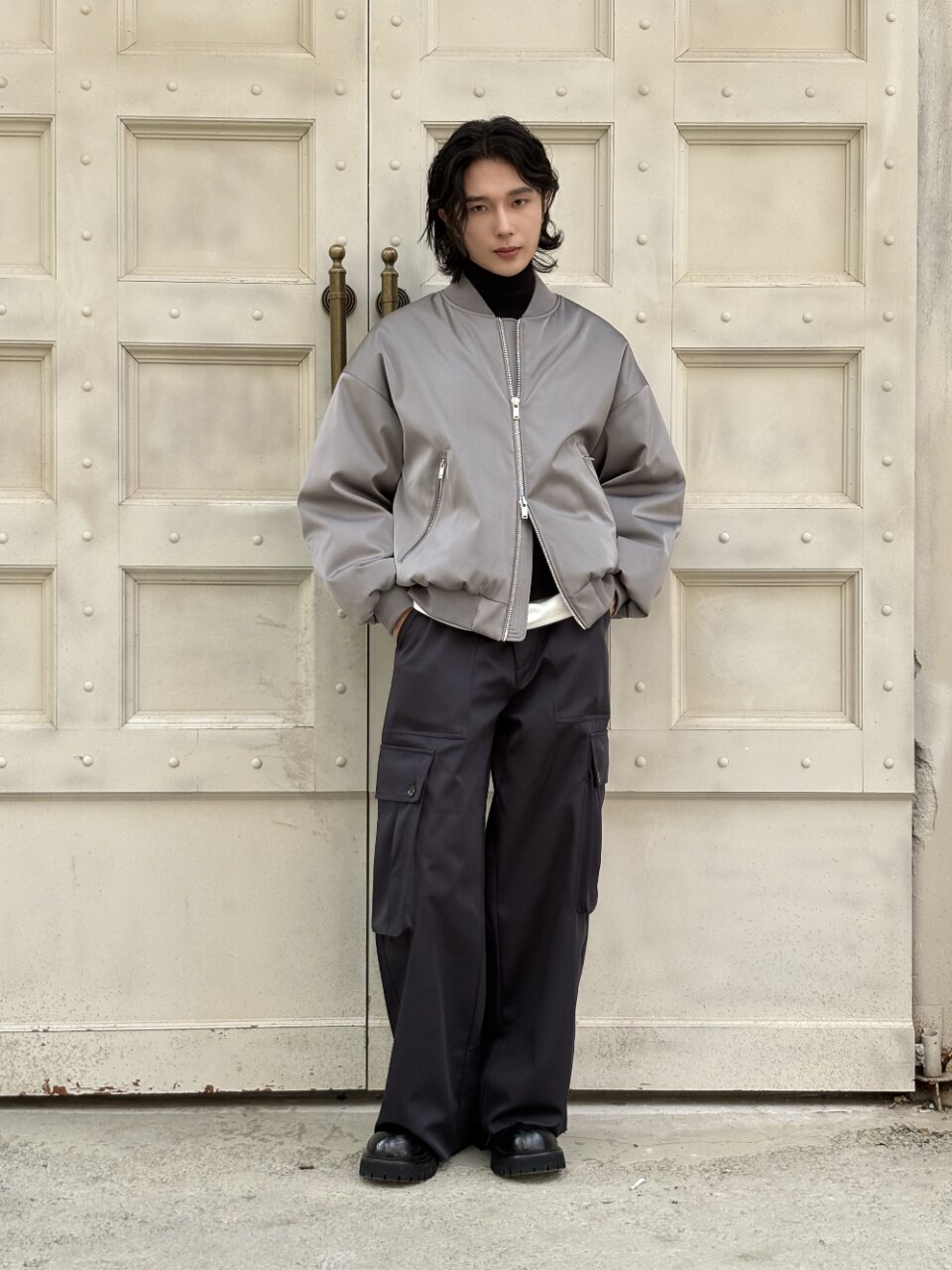 实体潮牌港风复古银灰色棒球服羽绒服男士冬季新款白鹅绒90绒外套