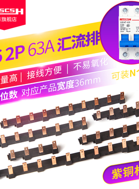 DZ47s-63A/2P空气开关拼接紫铜汇流排断路器接线端子间距36mm2-10