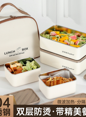 荣事达保温饭盒上班族不锈钢微波炉加热便当盒学生党多层便携餐盒