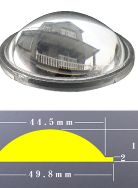 F10调焦手电筒亚克力放大镜50mm钓鱼灯夜钓灯垂钓灯凸透镜DIY镜片