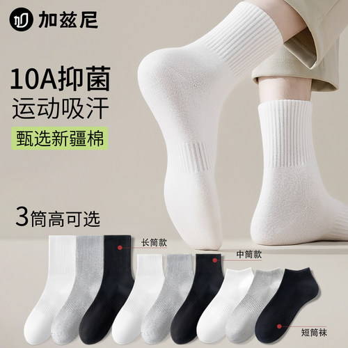 白色春夏薄款中筒运动男棉袜