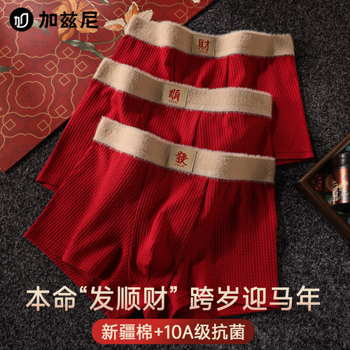 本命年红色男士纯棉内裤2026马年