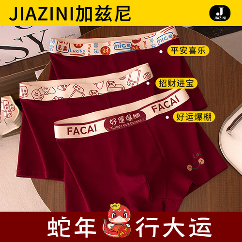 2025蛇年新款本命年红色男士内裤