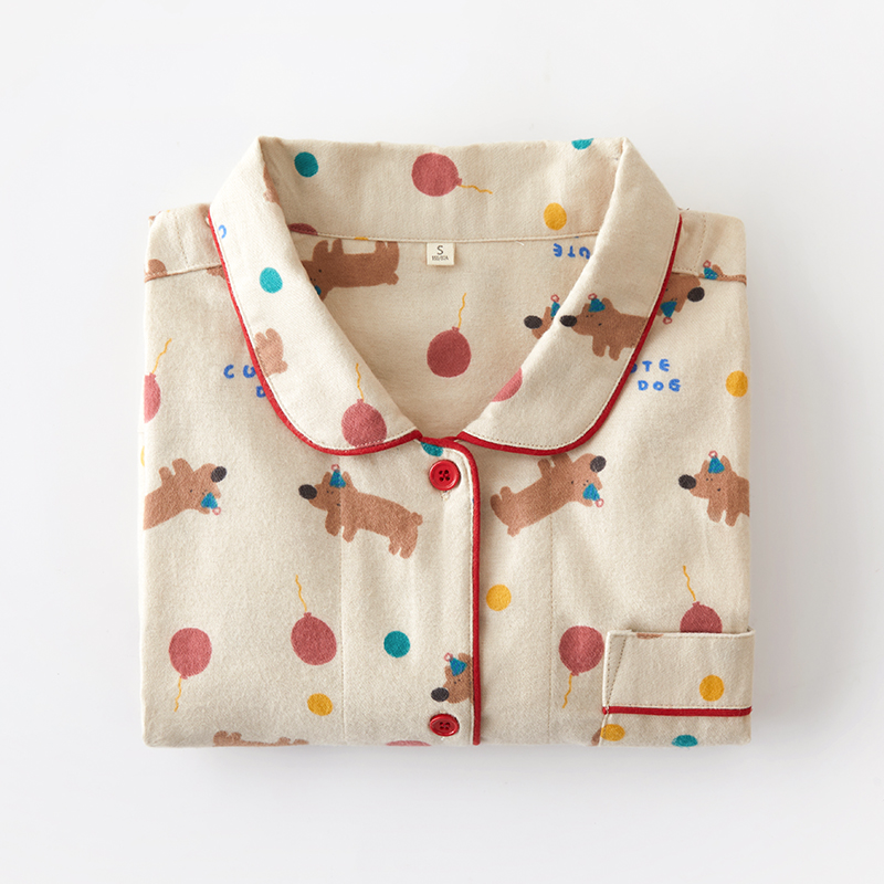 日系睡衣女秋冬季纯棉磨毛绒布卡通少女全棉大码家居服冬天