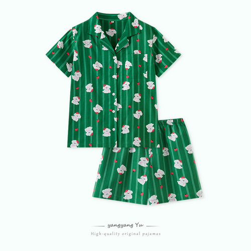 2026夏季新款睡衣女纯棉纱布短袖短裤卡通家居服可外穿套装夏