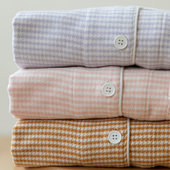 日系情侣睡衣秋冬季 家居服 长裤 纯棉磨毛绒布套装 女士翻领男长袖