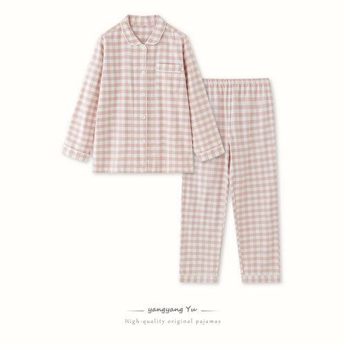 日系新款情侣睡衣女士春秋季纯棉磨毛绒布可外穿日系风格子家居服