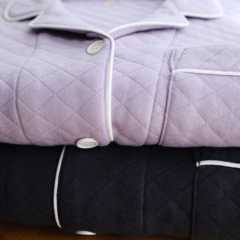 2025新款情侣睡衣男冬季纯棉加厚长袖空气棉夹层家居服春秋款套装