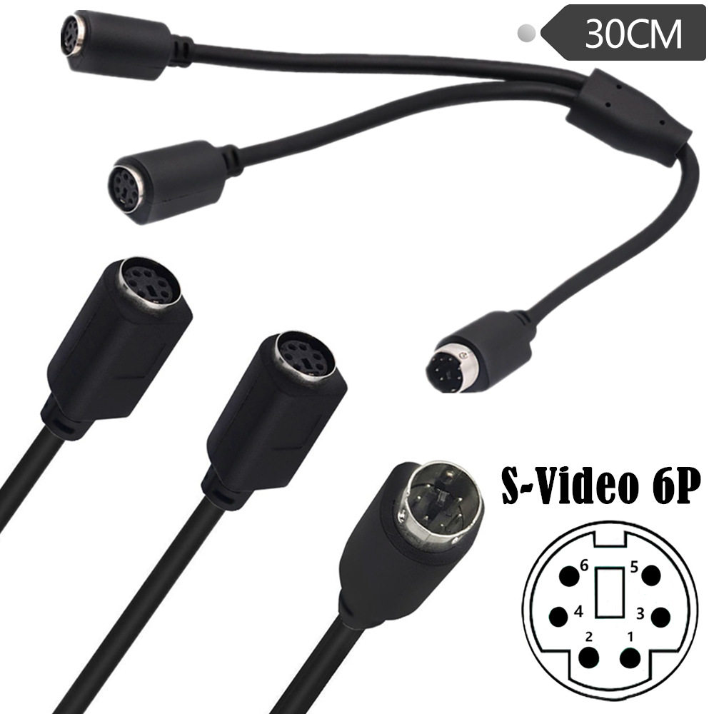 MIDI 6pin 一公二母PS延长线 PS2一分二转接线 转键盘鼠标接口