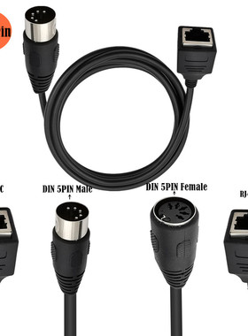 大DIN5Pin公母转RJ45 8P8C音频连接线MIDI to RJ45 Adapter Cable