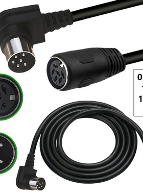 纯铜弯头大DIN线DIN6线大DIN 6Pin din6P公母音频数据信号连接线