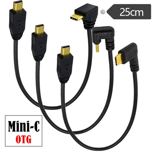 OTG镀金Type-C公弯头转V3迷你MINI USB 5pin数据线转接线
