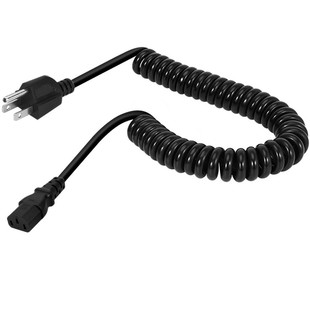 美规三插头品尾电源线美标公母品字尾对插075平方铜芯伸缩弹簧线