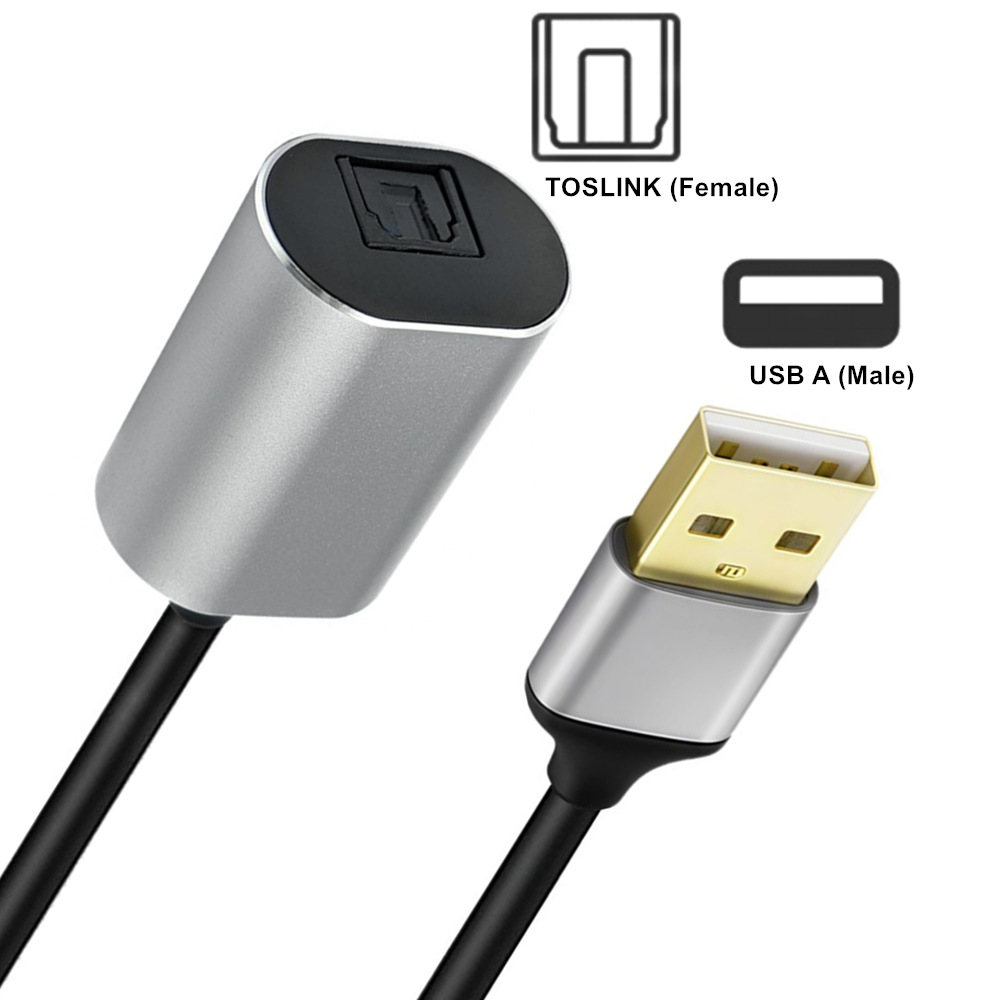 铝壳USB-A公转TOSLINK光纤母 SPDIF PCM 立体声 数字音频信号输出