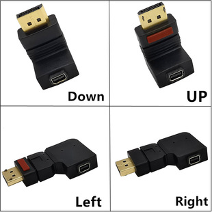 dp转minidp母镀金mini Displayport转dp90度弯头显卡接显示器头
