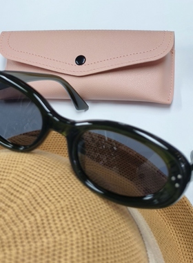 时尚椭圆框墨镜女高级感ins风黑色小框偏光太阳眼镜防紫外线