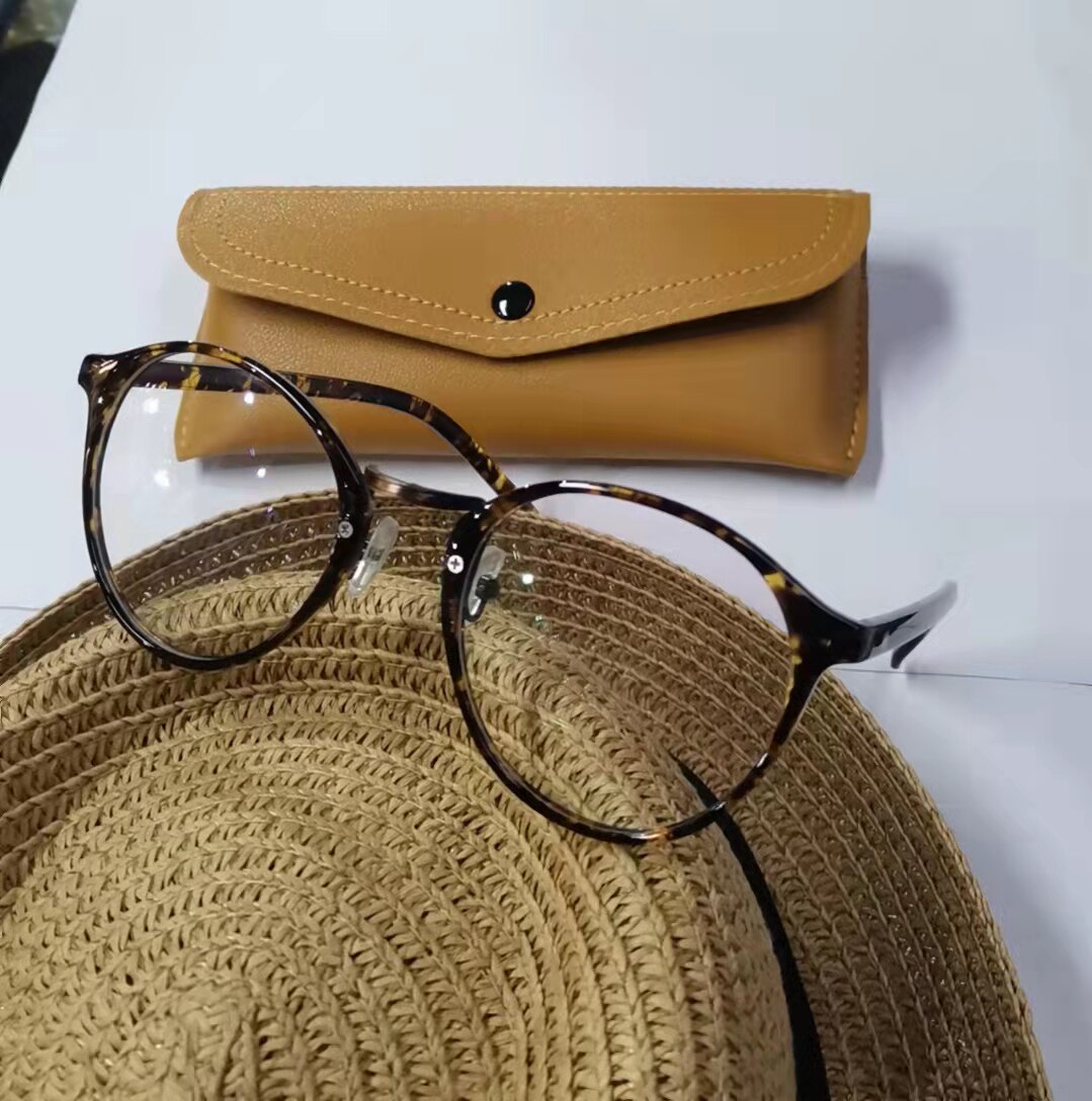 玳瑁tr平光镜防辐射男女眼镜 造型可另配近视片园款可爱适 中小脸