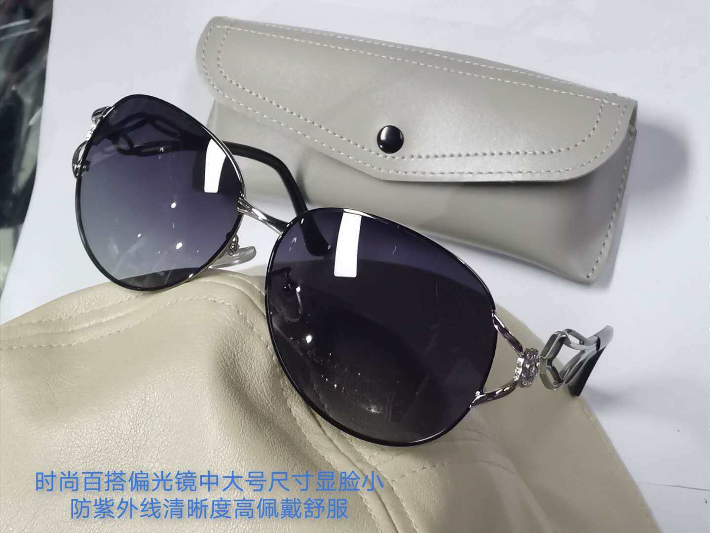 时尚淑女偏光太阳镜外开车海边防紫外线UV400适中大脸实店价外单