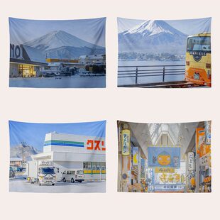 小武拉莫 日系风景挂布背景布卧室房间床头墙面改造宿舍装饰墙布