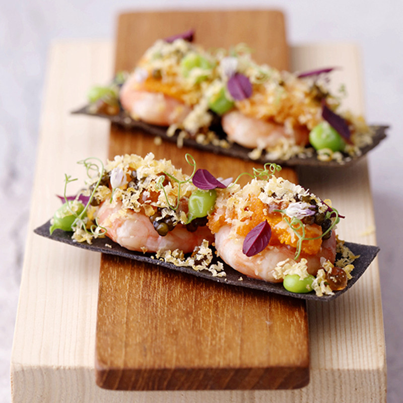 新中式点心分子上盘意境托盘纯菜料理禅意素食盘位色木质条形长条