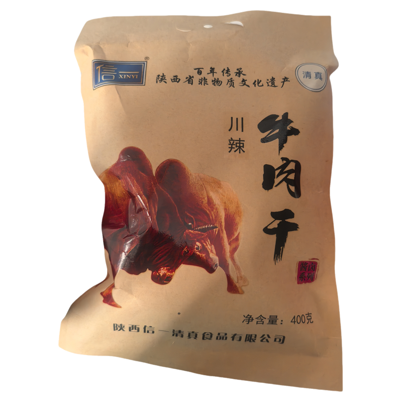 西乡信一牛肉干川味香辣400g陕西特产汉中莽夫真空牛肉块休闲零食