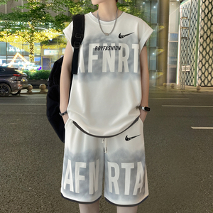 耐克顿休闲套装男生夏季薄款速干宽松背心短裤青少年篮球服一套潮