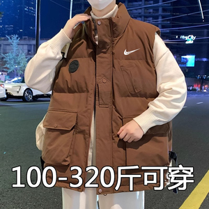 耐克顿羽绒马甲男2024新款冬季宽松加大码保暖外套青少年潮牌坎肩