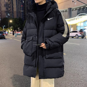 耐克顿羽绒服男2024新款冬季宽松连帽中长款外套加绒加厚保暖冬装