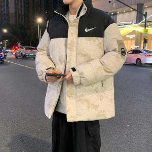 耐克顿棉衣男冬季2024新款宽松加大码胖子棉袄青少年加绒加厚外套