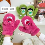 Демисезонные перчатки, удерживающий тепло милый ветрозащитный флисовый комплект для школьников, увеличенная толщина