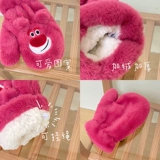 Демисезонные перчатки, удерживающий тепло милый ветрозащитный флисовый комплект для школьников, увеличенная толщина