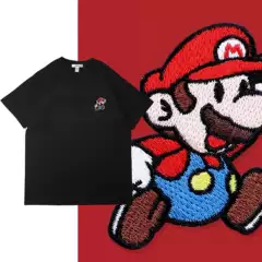 Capsule Studio Japanese Retro Game Embroidered Mario Pure Cotton T-Shirt Trendy Loose Print Casual Short-Sleeve
